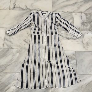 Zara Black and White Striped Long Sleeve Dress